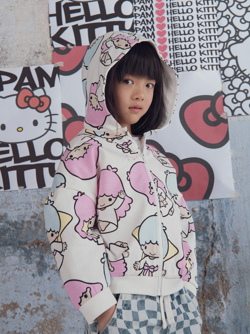 Felpa bianca con stampa di Little Twin Stars