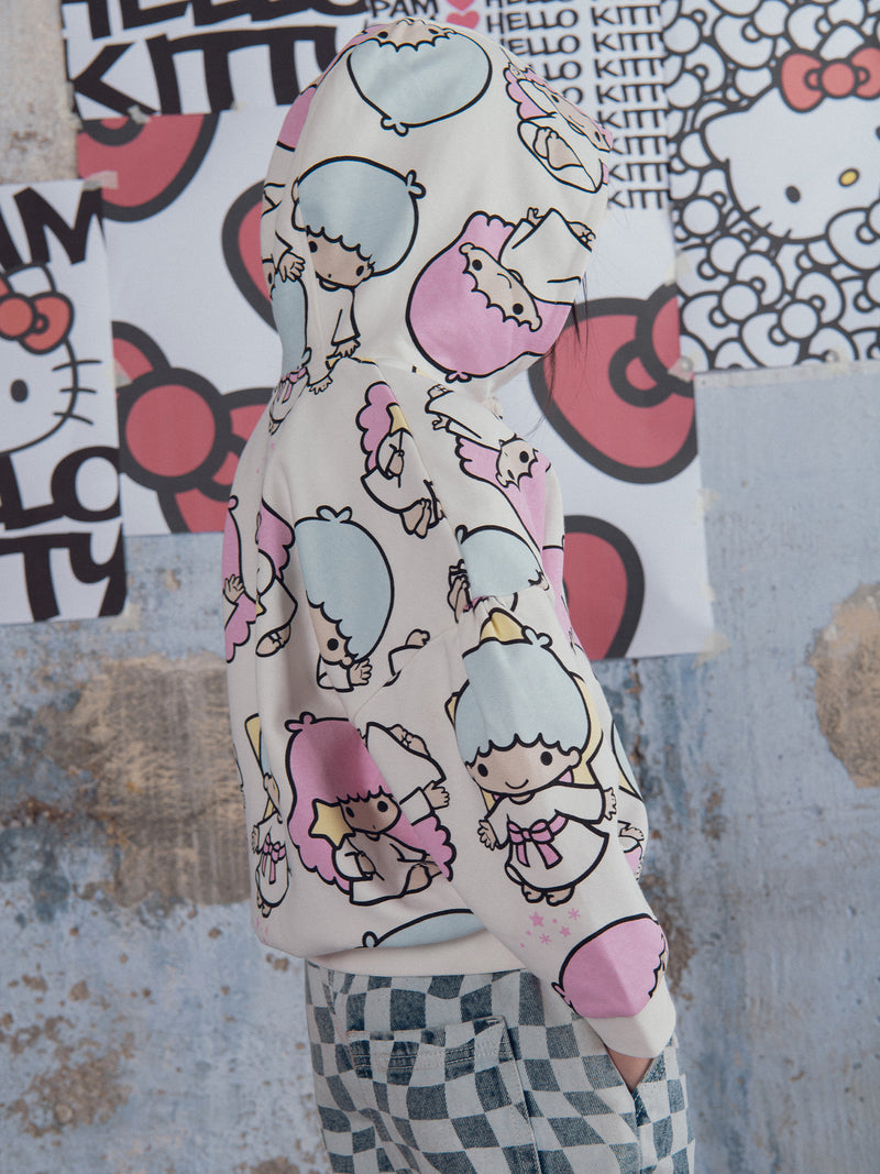 Felpa bianca con stampa di Little Twin Stars