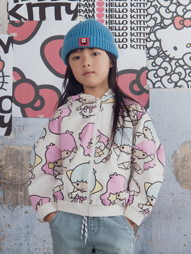 Felpa bianca con stampa di Little Twin Stars