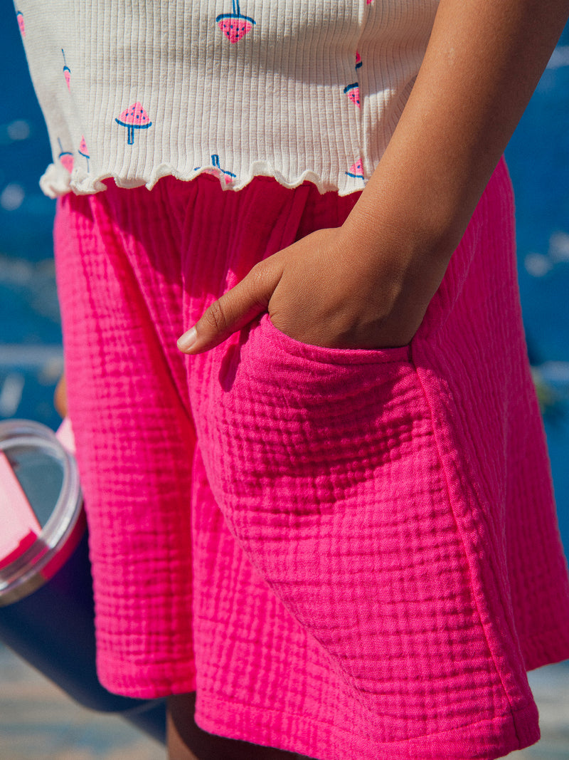 Short rosa con tasche per ragazze