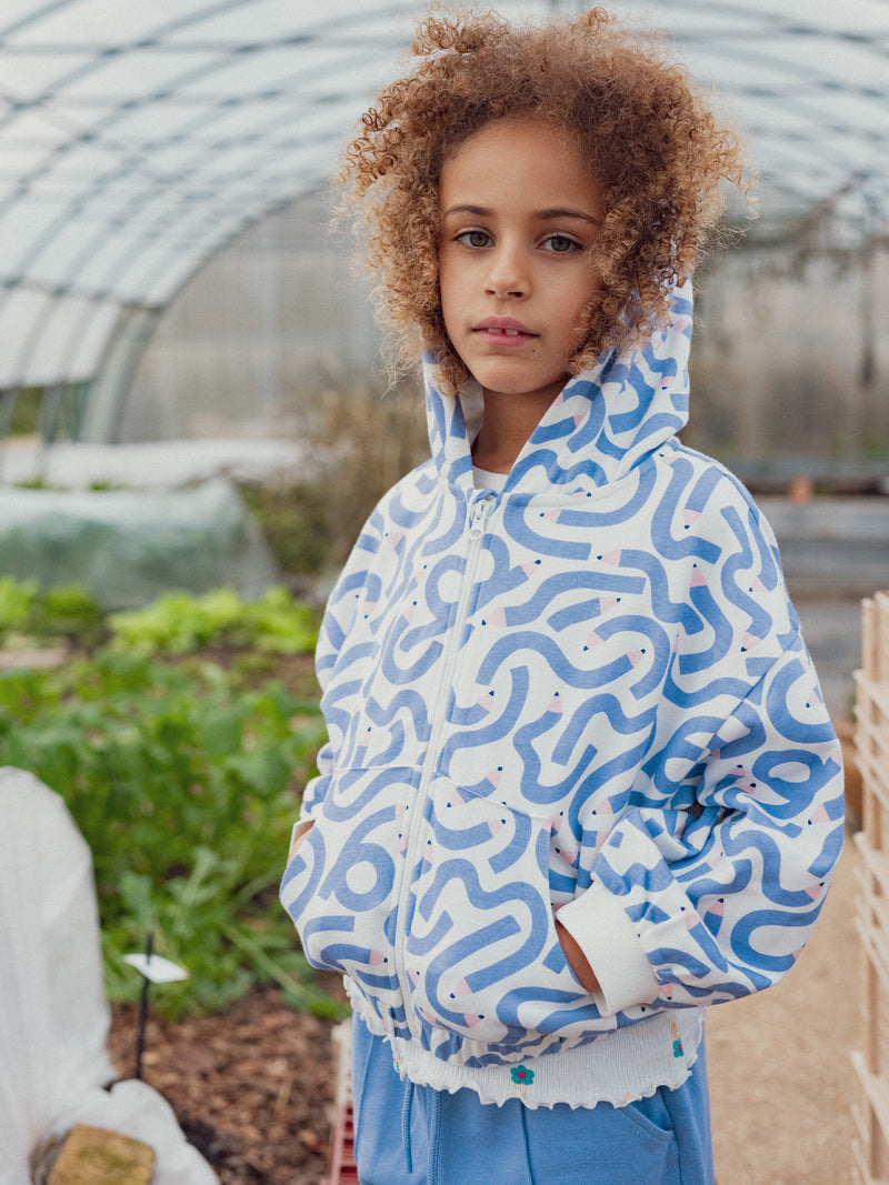 Sweatshirt ecru con stampa a matita per ragazze