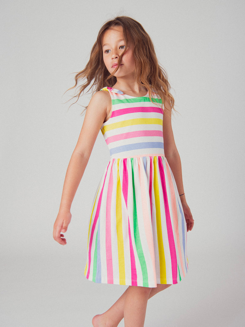 Abito con spalline e righe multicolori per ragazze