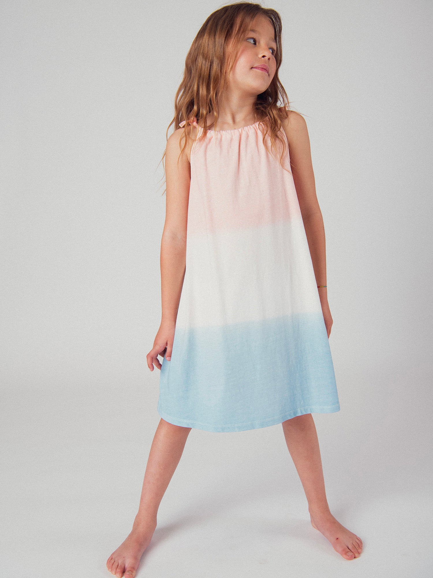 Vestito a spalline con stampa tie and dye per ragazza