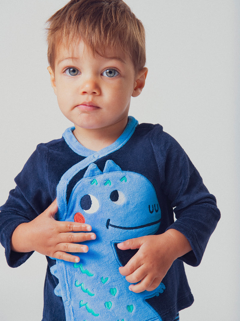 Pigiama Blu Notte con Motivo Dinosauro per Bambino