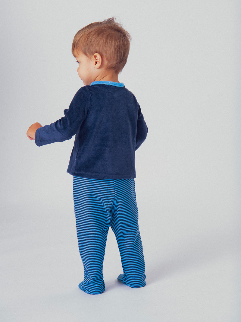 Pigiama Blu Notte con Motivo Dinosauro per Bambino