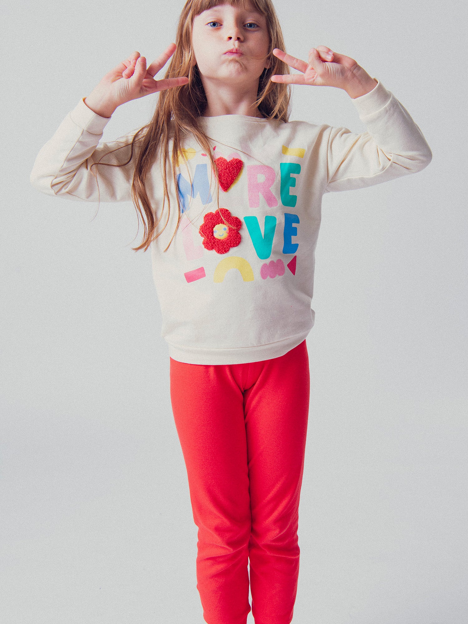Pyjama écru à motif « MORE LOVE » pour fille