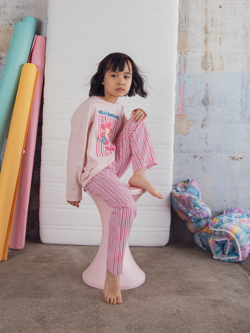 Pigiama lungo rosa "Hello Sunshine" per bambine