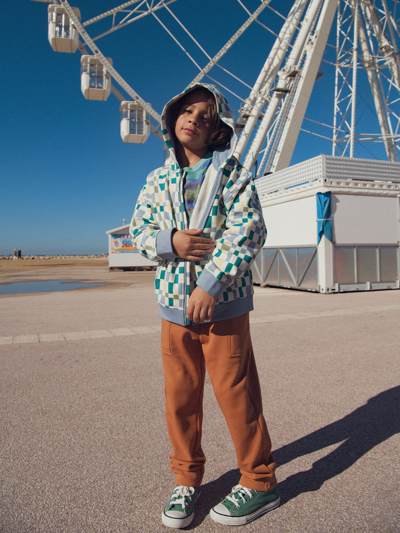 Pantaloni in felpa marroni foderati per bambini
