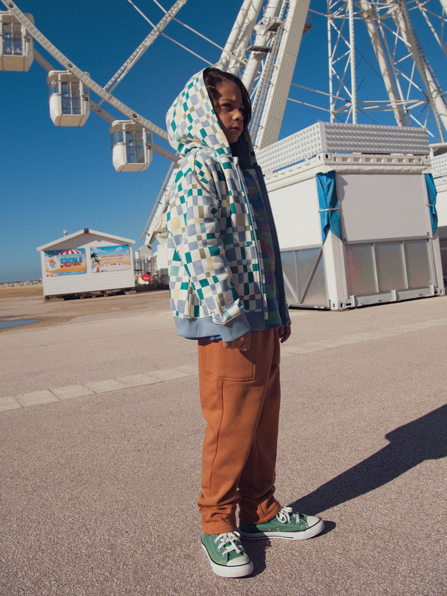 Pantalon en molleton marron  doublé chaud pour garçon