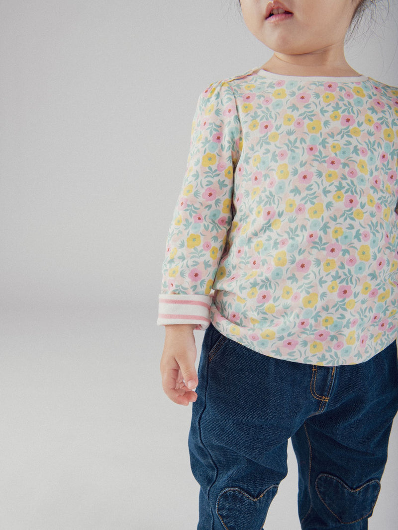 T-shirt reversibile con motivo fiori pastello per bambina