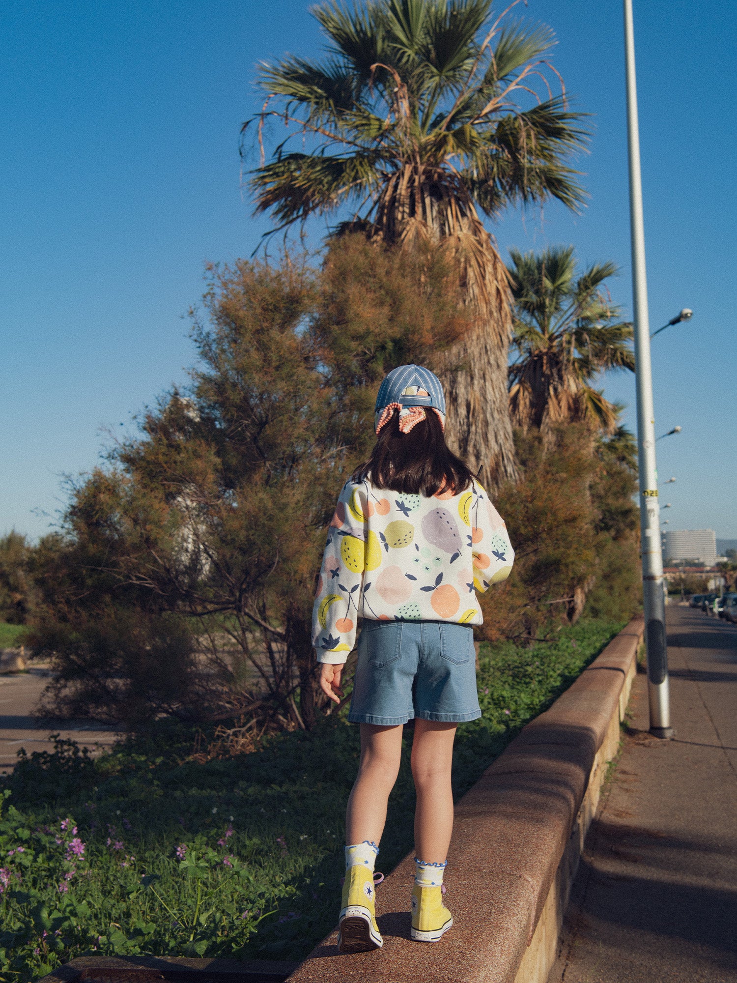 Jupe short plissée en denim pour fille