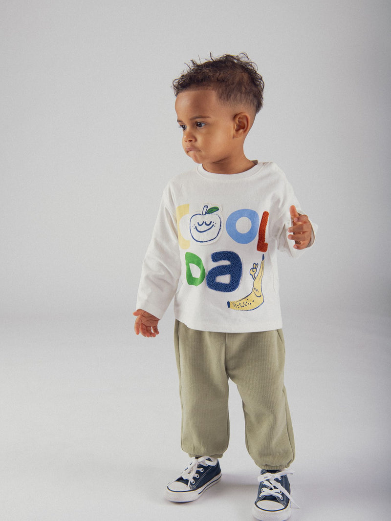 T-shirt ecru con motivo di frutta per bambino