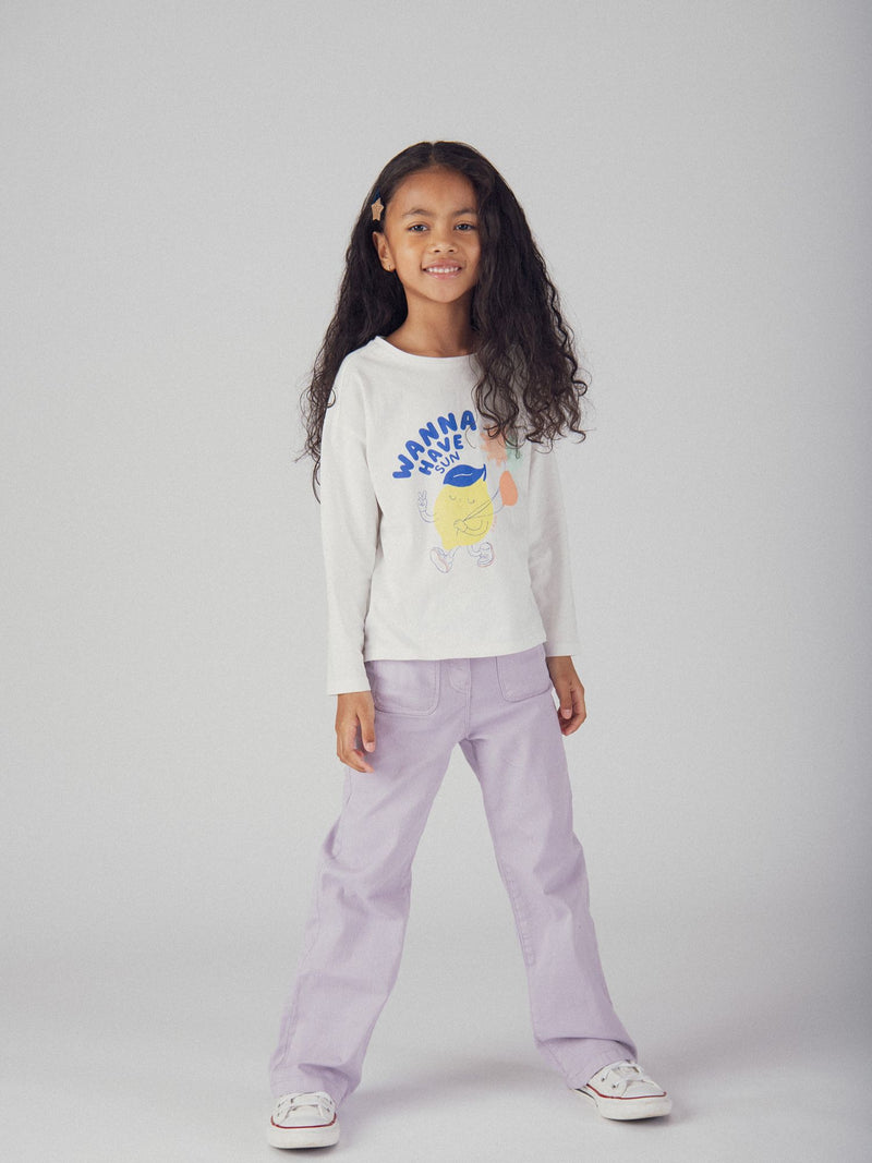 T-shirt a maniche lunghe con animazione di limone per ragazze