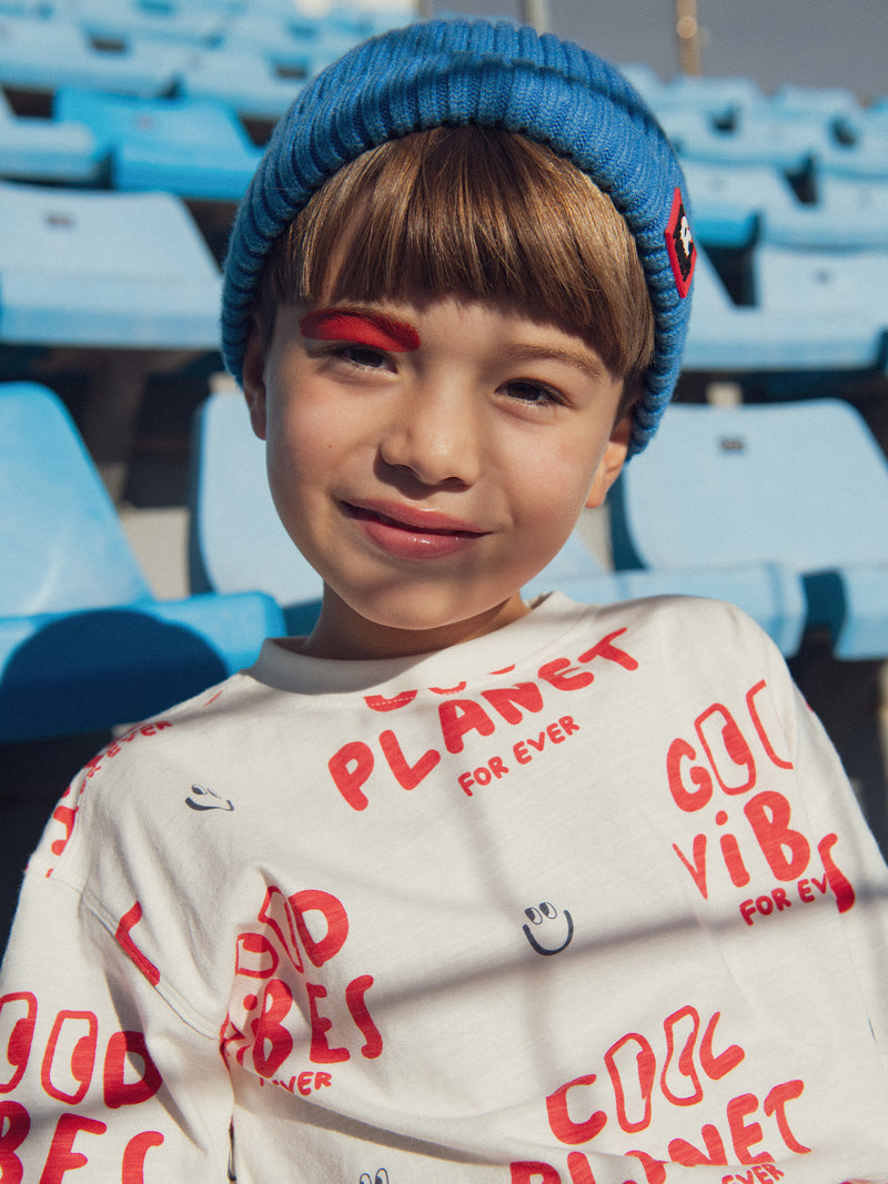 T-shirt Ecru a Manica Corta per Bambini