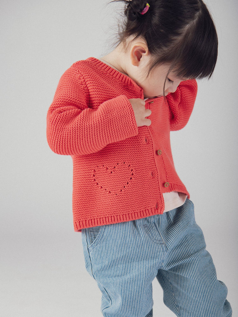 Cardigan en tricot pastèque avec poches cœur pour bébé fille