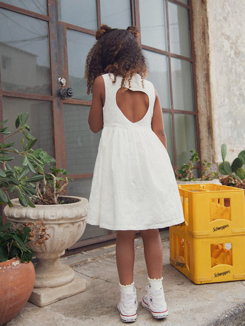 Vestito Ecru con Scollo a Cuore per Ragazze