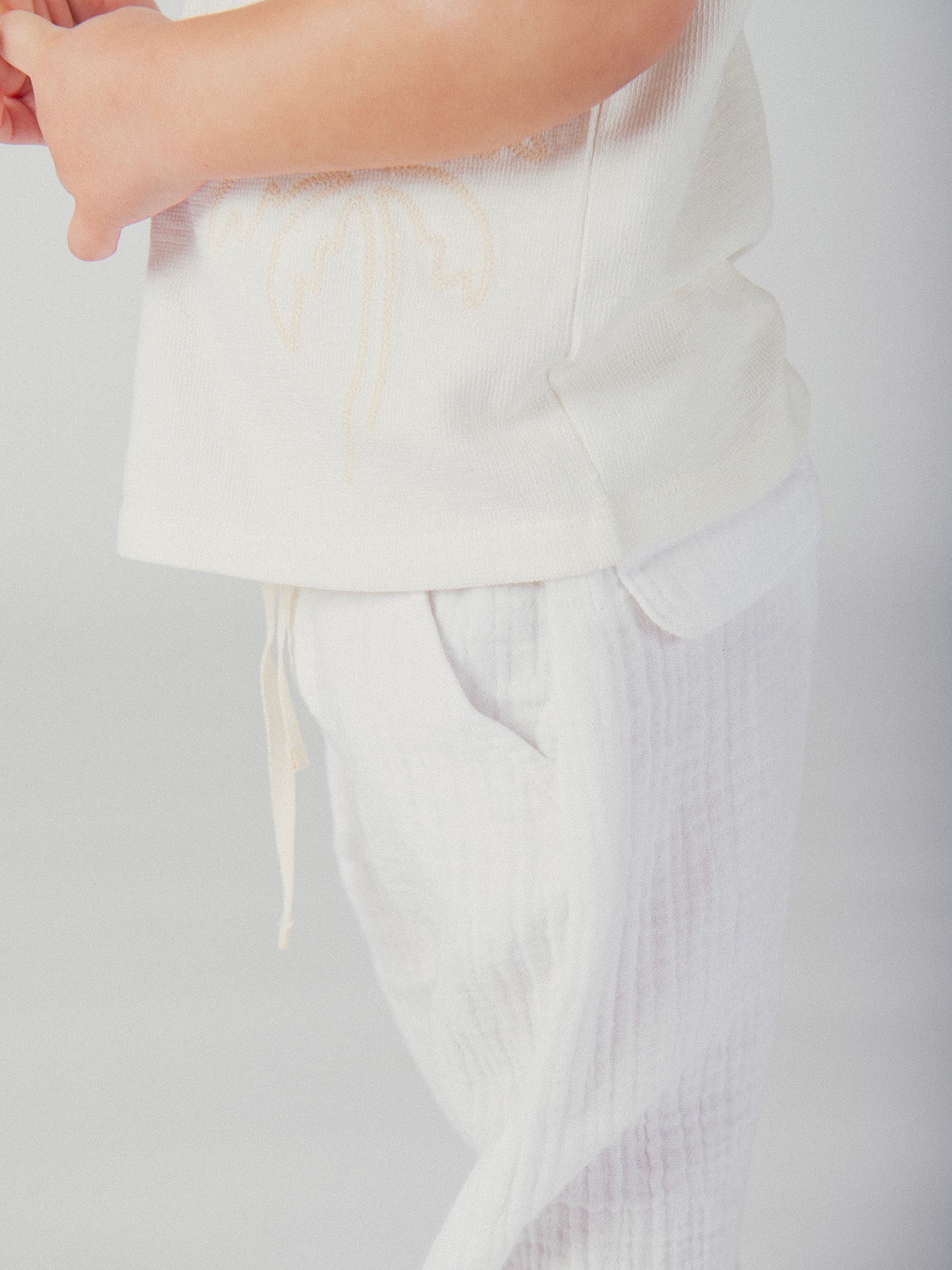 Pantaloni Ecru con Orlo Regolabile per Bambini