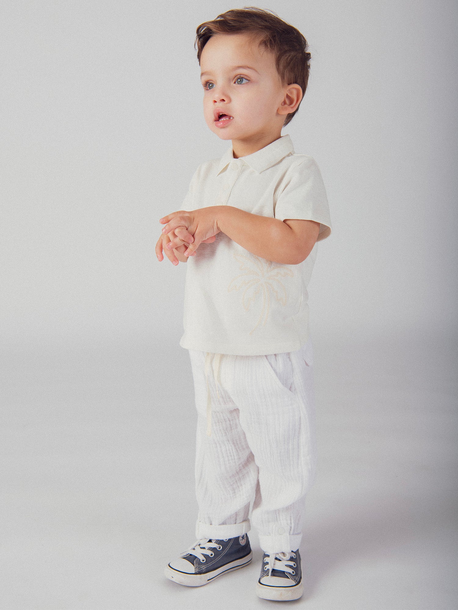 Pantaloni Ecru con Orlo Regolabile per Bambini