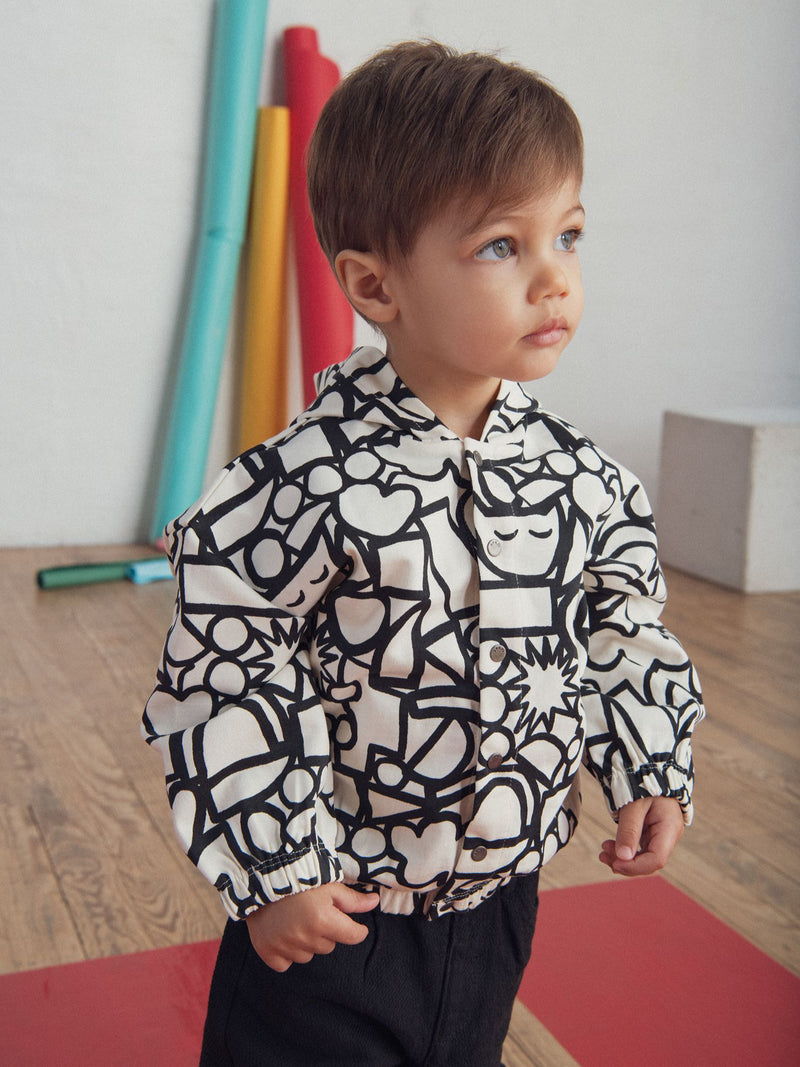 Gilet con cappuccio e stampa integrale "GRAPHIC" per bebè maschi