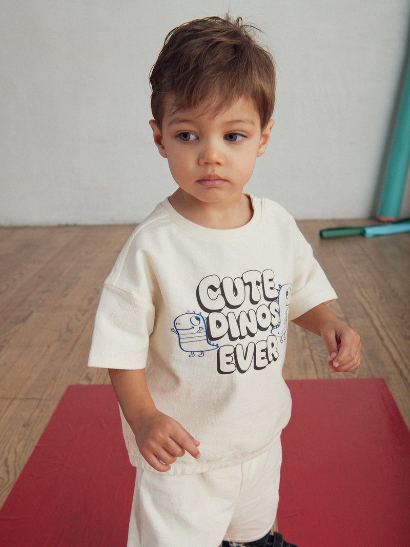 Completo t-shirt e pantaloni corti "Cute Dinos" per bambino