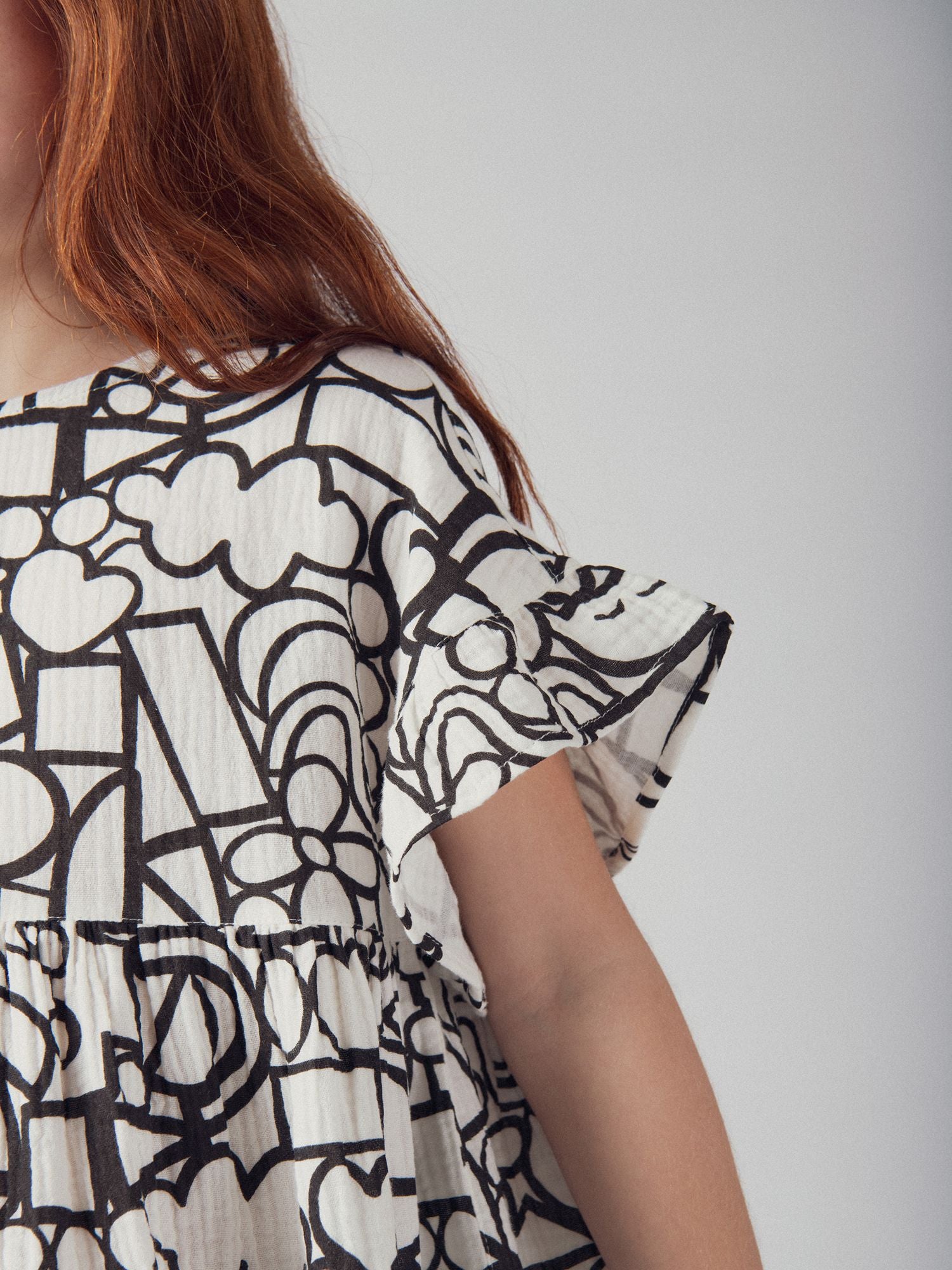 Abito écru con stampa grafica per ragazze