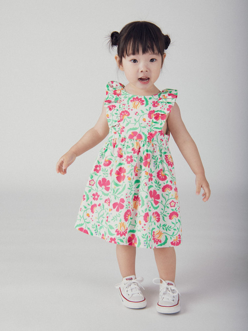 Abito Floreale Arricciato e Bloomer Coordinato per Bambina