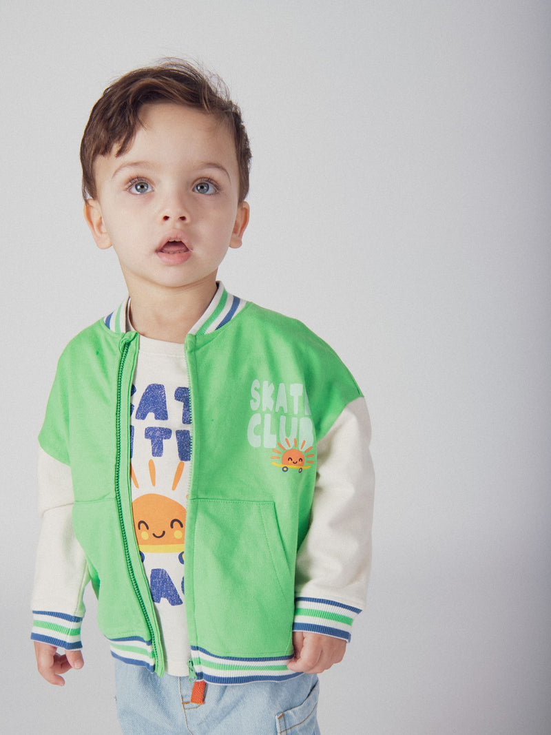 Gilet verde "Skate Club" con zip per bambino