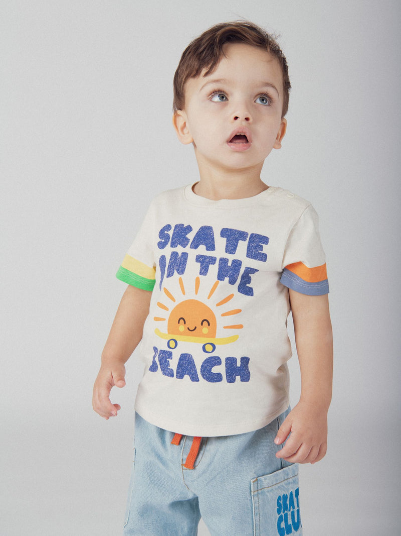 T-Shirt a Maniche Corte "Skate on the Beach" per Neonati Maschi