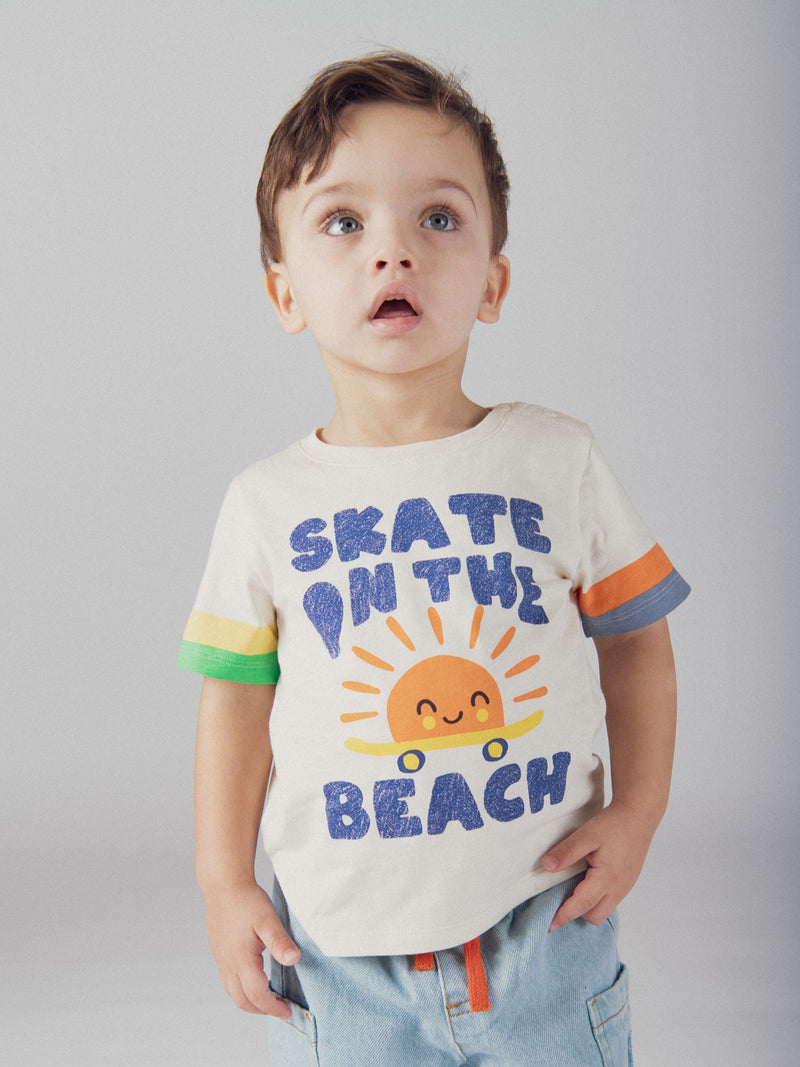 T-Shirt a Maniche Corte "Skate on the Beach" per Neonati Maschi