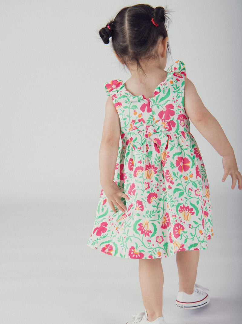 Abito Floreale Arricciato e Bloomer Coordinato per Bambina