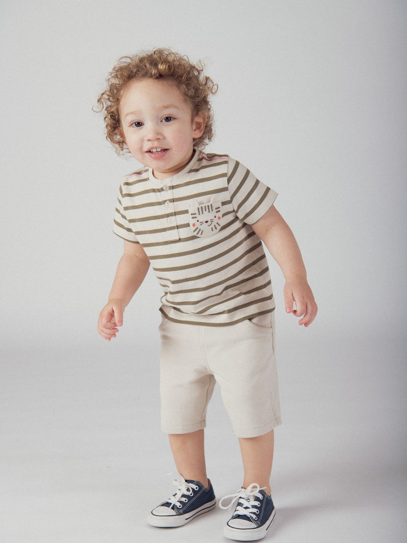 T-shirt a righe beige "Tigre" per bambino