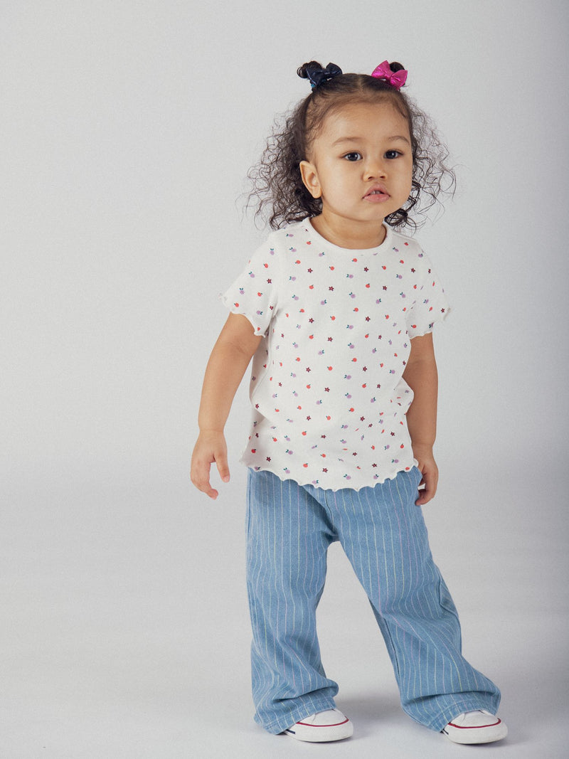 Pantaloni in denim leggero a righe per bambine