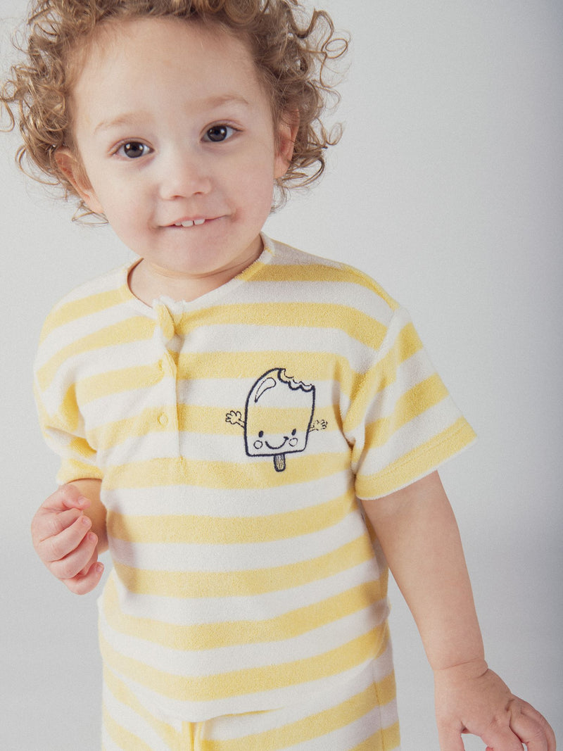 Completo a righe giallo per bambino