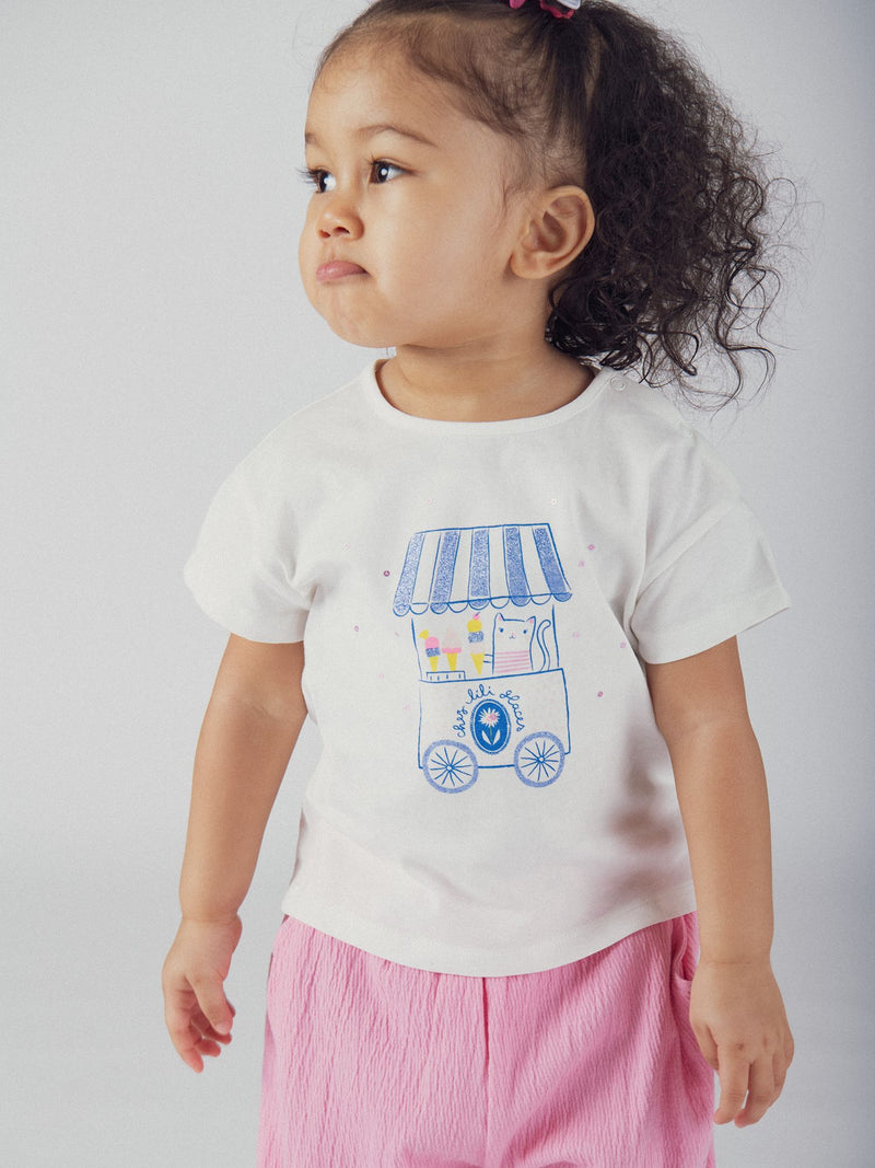 T-shirt ecru "Gelataio" per bambina