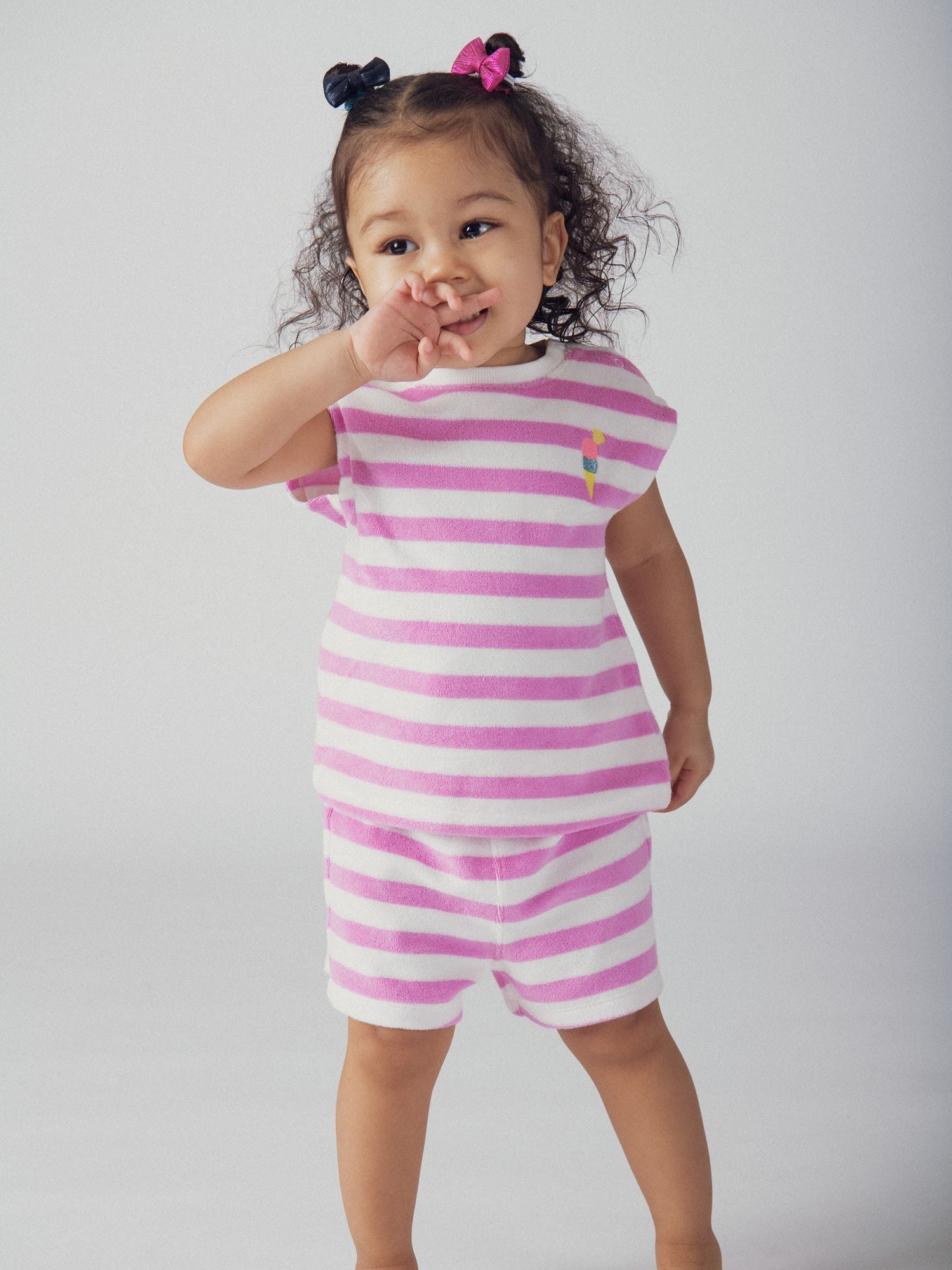 Completo a Righe Rosa e Bianca per Bambina