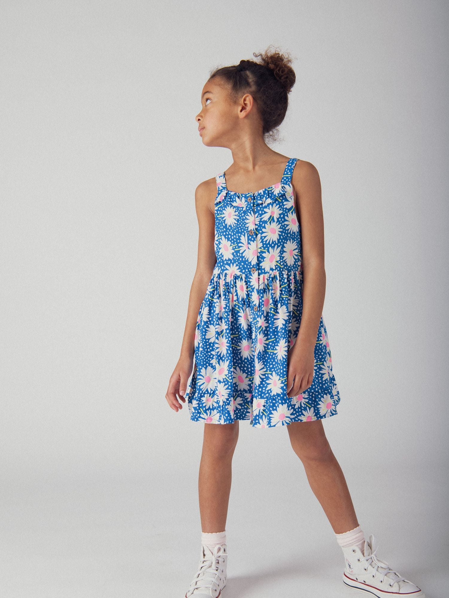 Robe bleue à imprimé fleurs pour fille