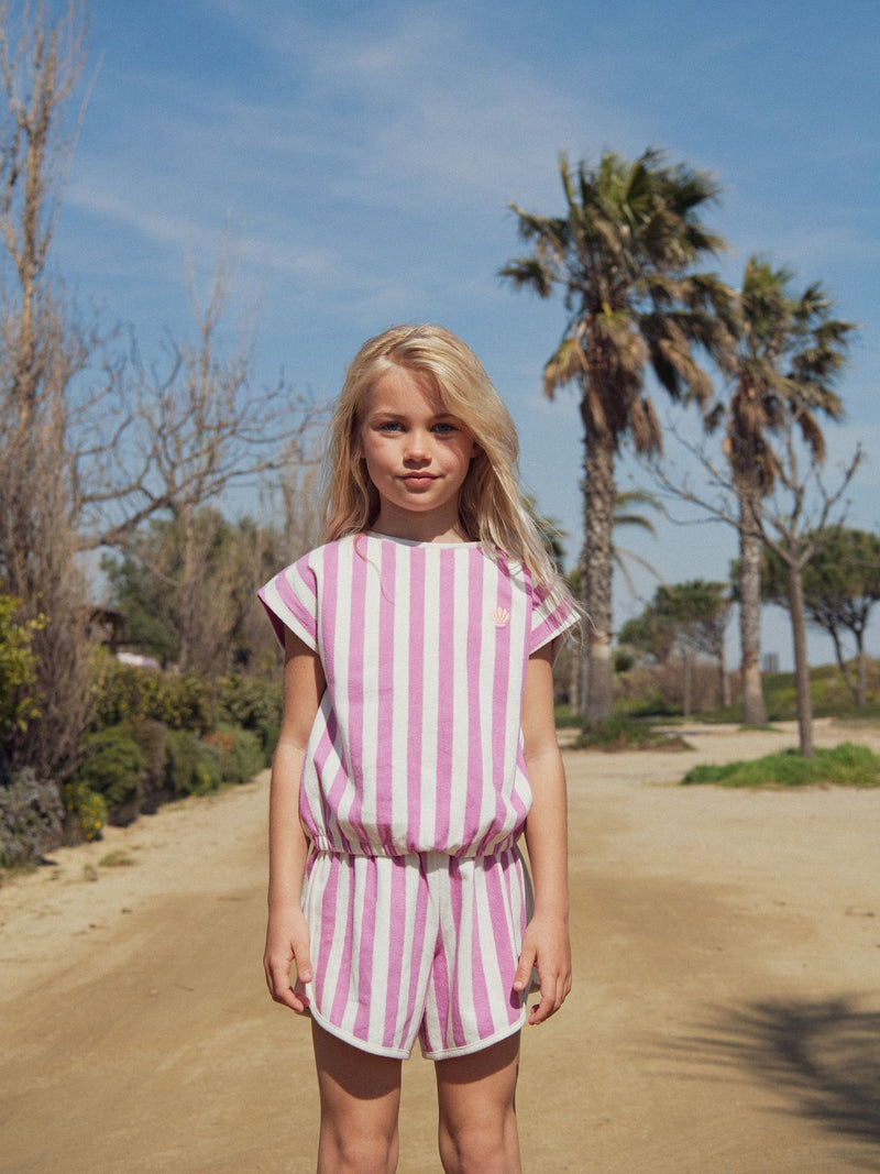 Shorts rigati rosa e ecrù per ragazze