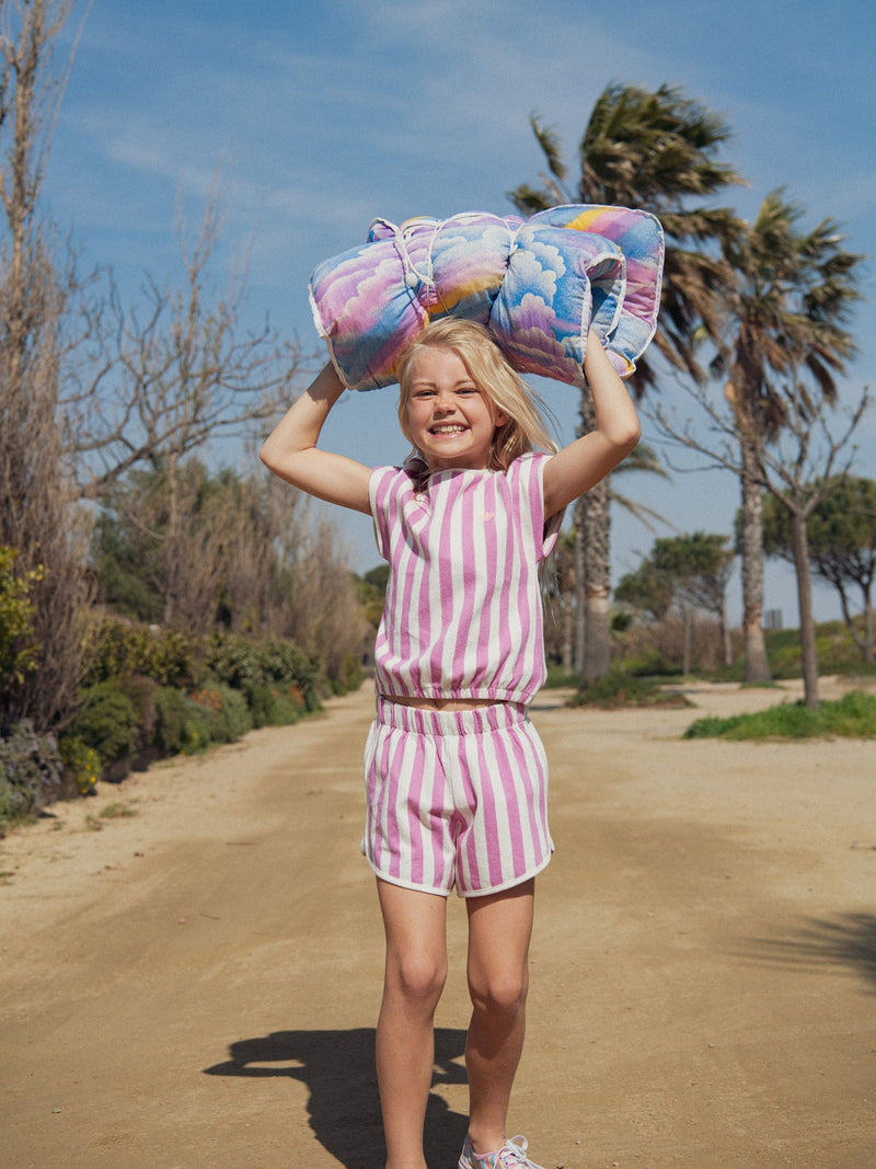 Shorts rigati rosa e ecrù per ragazze