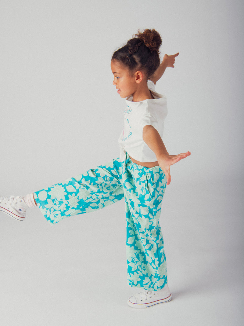 Pantaloni blu a stampa floreale per ragazze