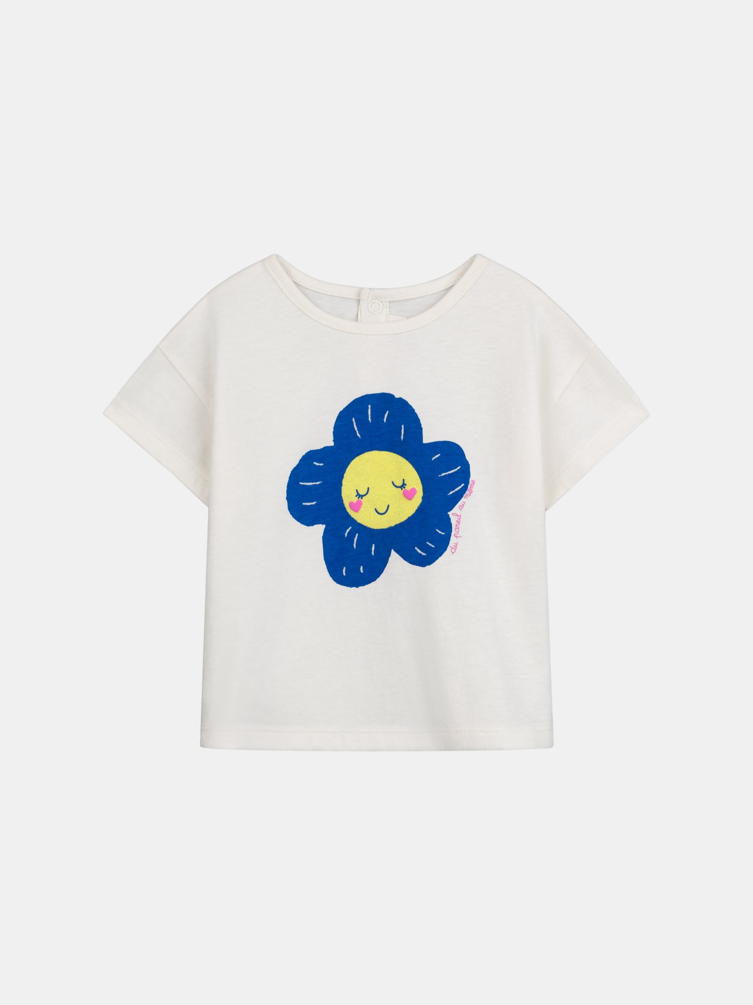 T-shirt ecru con motivo floreale per bambina