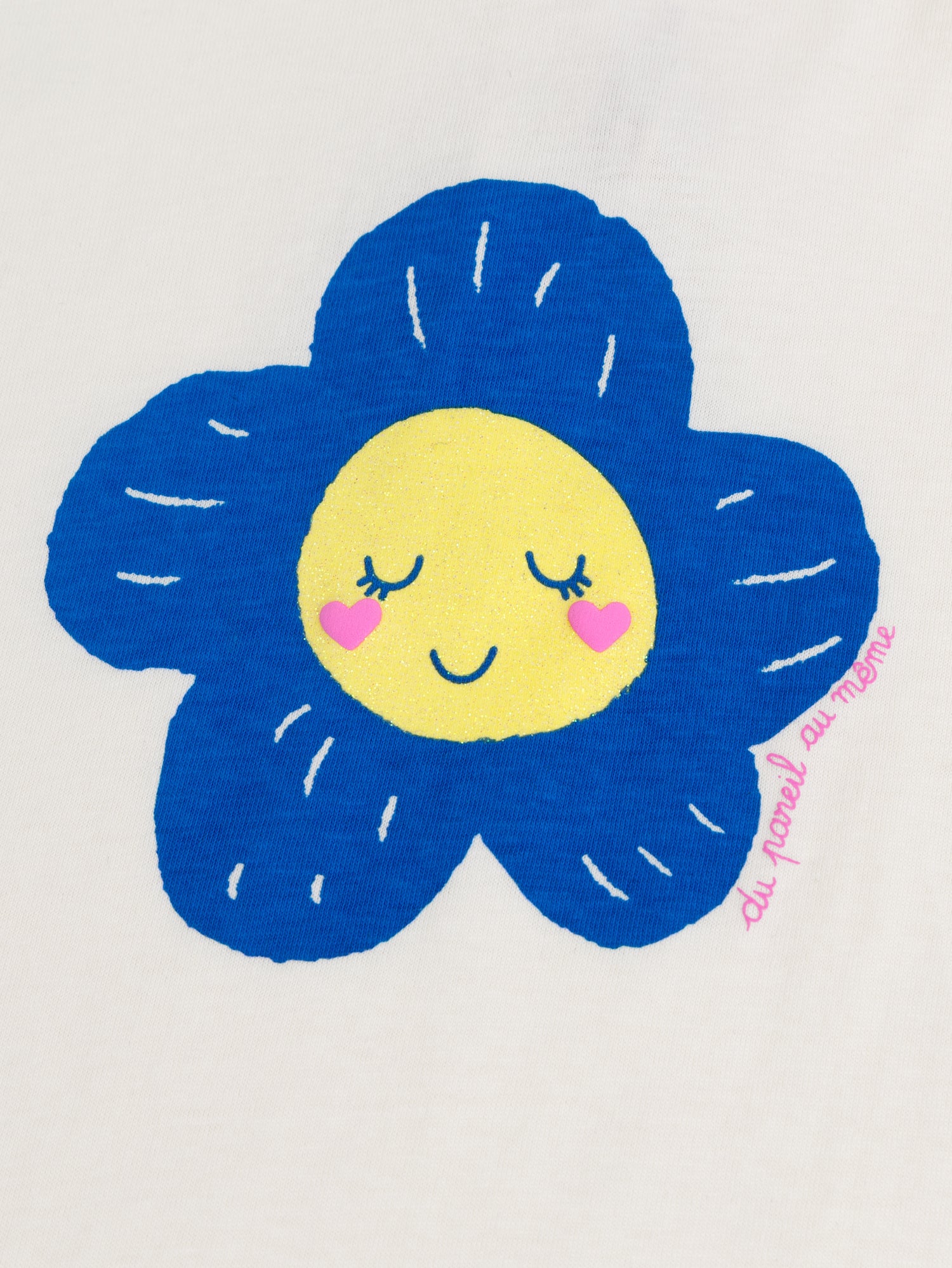 T-shirt ecru con motivo floreale per bambina