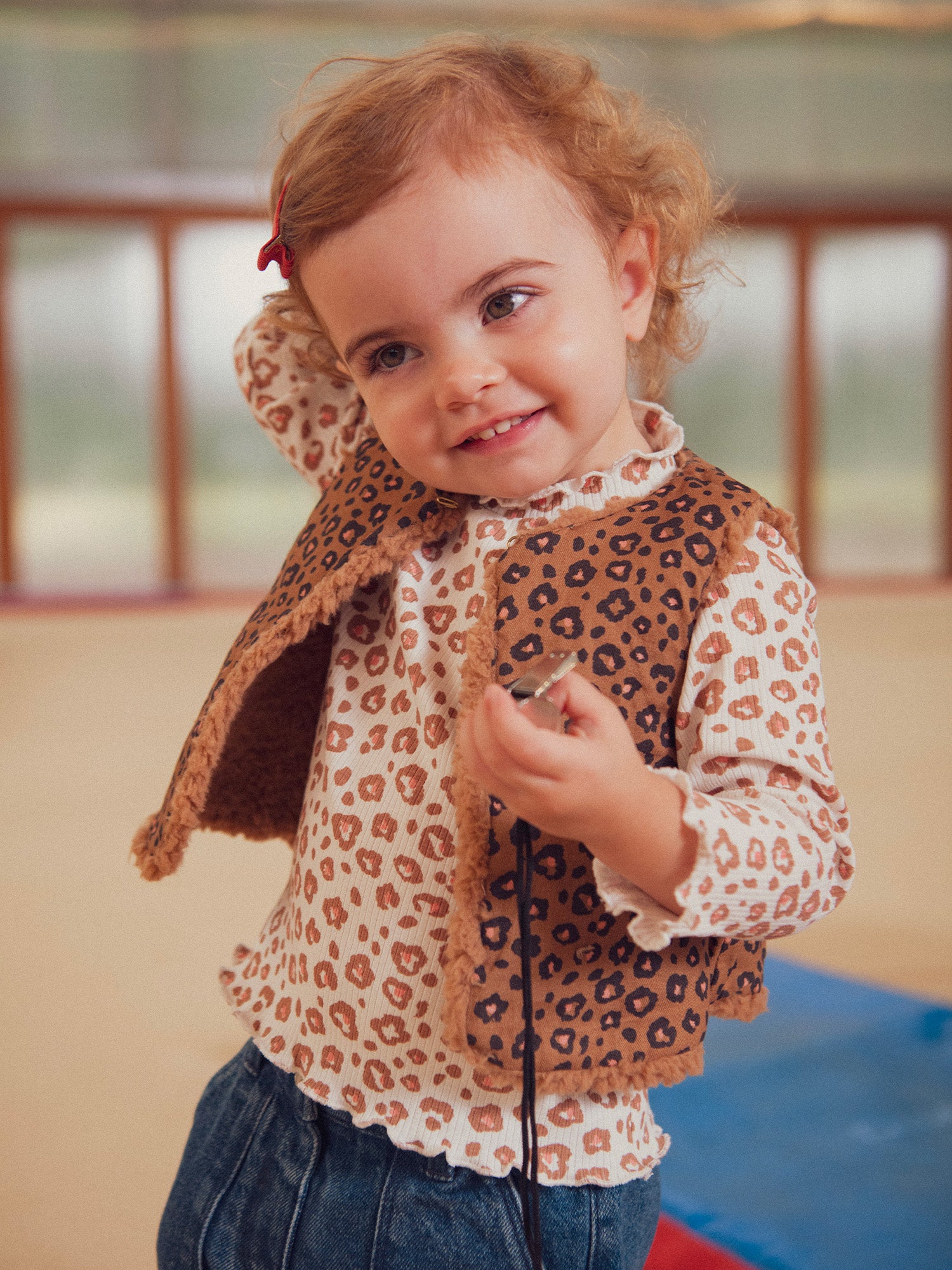 Cardigan leopardo reversibile per bambina