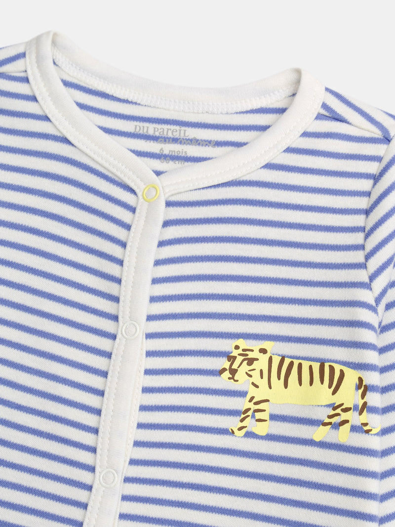 Pigiama a righe con stampa di tigre per bambino