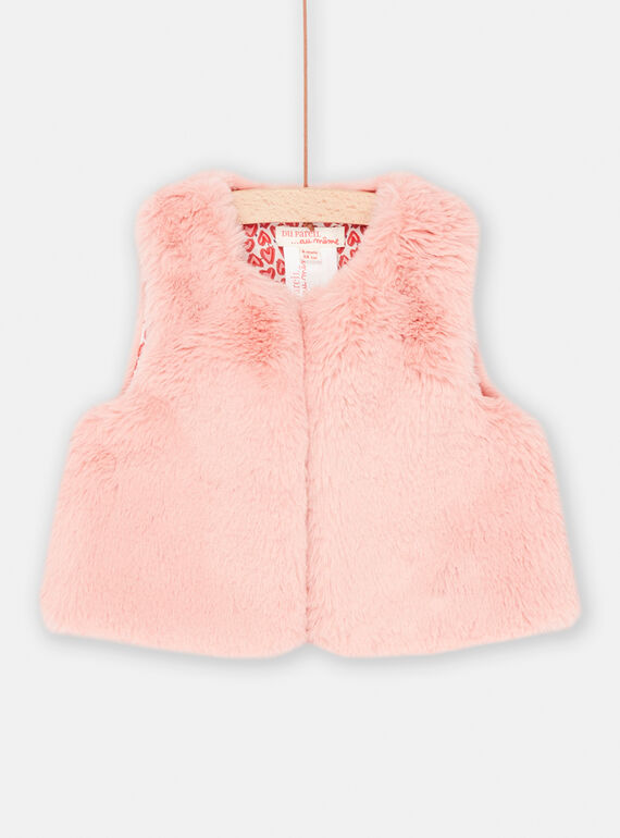 Gilet rosa tea in pelliccia sintetica neonata SIFORCAR2 / 23WG09K2CARD329