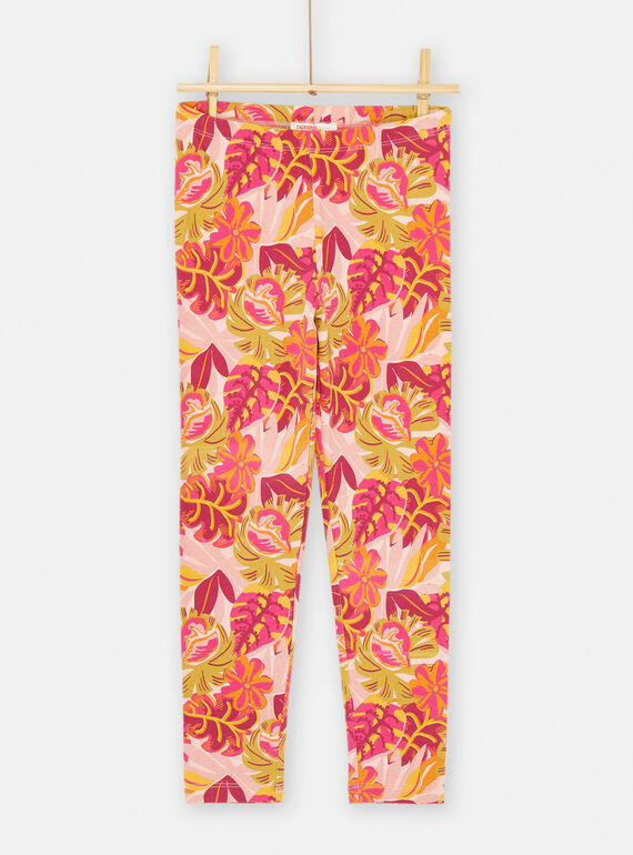 Leggings rosa e arancione con stampa esotica SYACOULEG / 23WI01L1CALD329