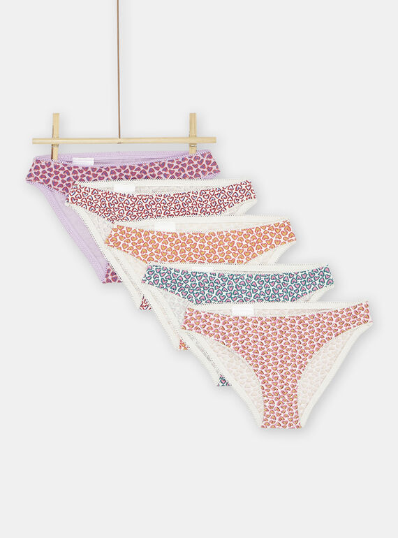 Set 5 slip con stampa cuori bambina SEFALOTSEM1 / 23WH1161D5L001