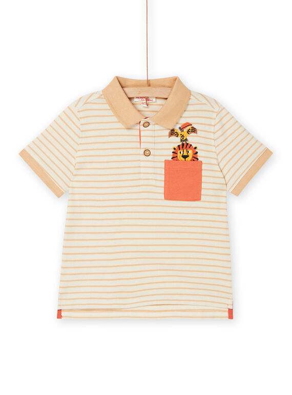 Polo beige con stampa a righe ROSOPOL / 23S90221POL007