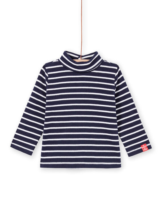 Dolcevita maniche lunghe navy a righe neonato MUJOSOUP2 / 21WG10N1SPL070