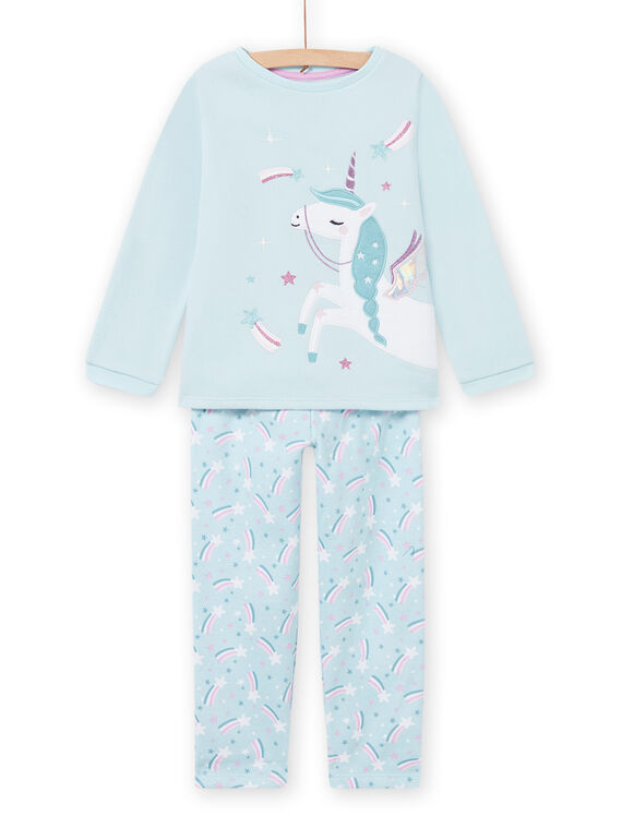 Pigiama blu con fodera motivo unicorno bambina MEFAPYJFUR / 21WH1193PYJ201
