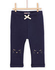Pantaloni blu notte con motivo testa di animale sulle ginocchia PIJOPANDOU2 / 22WG09D3PANC205